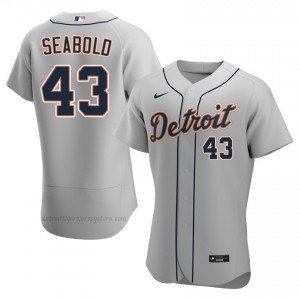 Gray Connor Seabold #43 DET Tigers Baseball Embroidery Jersey | MLB Men Fit 42356452