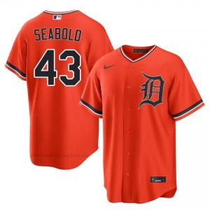 Detroit Tigers Connor Seabold #43 Orange Men Baseball Jersey | 2026 Season Pro-Grade 30693283