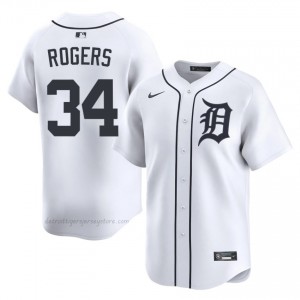 White Jake Rogers #34 DET Tigers Baseball Stitched Jersey | Genuine Men Fit 40960691