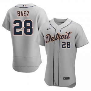 Gray Javier Baez #28 DET Tigers Baseball Embroidery Jersey | Gameday Men Fit 69286015