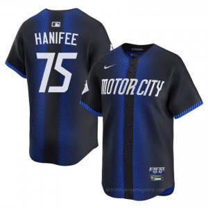 Blue Brenan Hanifee #75 DET Tigers Baseball City Connect Stitched Jersey | Exclusive Men Fit 80559683
