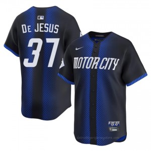 #37 Enmanuel De Jesus Durable Men City Connect Baseball Jersey | DET Blue Fan Gear 36317964