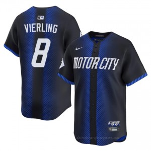 Blue Matt Vierling #8 DET Tigers Baseball City Connect Stitched Jersey | Durable Men Fit 14237621