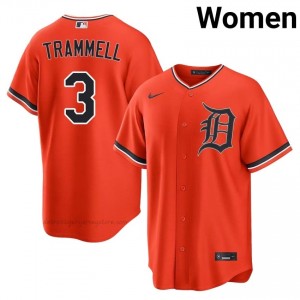 #3 Alan Trammell Premium Women Baseball Jersey | DET Orange Fan Gear 40626273