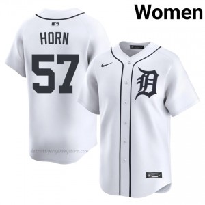 White Bailey Horn #57 DET Tigers Baseball Embroidery Jersey | MLB Women Fit 87947997