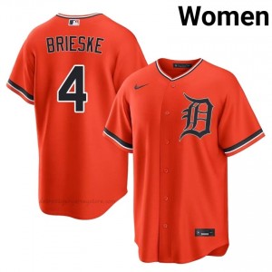 #4 Beau Brieske Game Women Baseball Jersey | DET Orange Fan Gear 12873525