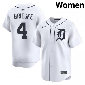 Detroit Tigers Beau Brieske #4 White Women Baseball Jersey | 2026 Season Replica 48385864