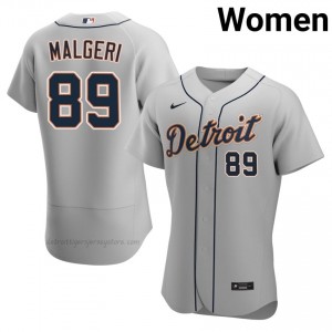 Gray Ben Malgeri #89 DET Tigers Baseball Sewn Jersey | Limited Women Fit 42829792