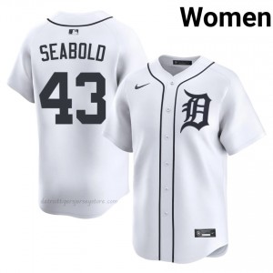 Connor Seabold #43 Detroit Baseball Jersey | Durable Women White Embroidery Edition 62231807