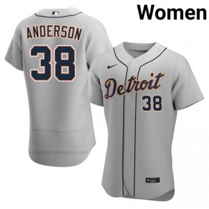 Detroit Tigers Drew Anderson #38 Gray Women Baseball Jersey | 2026 Season Official 16290934
