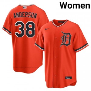 Drew Anderson #38 Detroit Baseball Jersey | Gameday Women Orange Sewn Edition 54135787