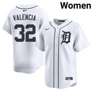 Detroit Tigers Eduardo Valencia #32 White Women Baseball Jersey | 2026 Season Professional 99364073