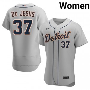 Enmanuel De Jesus #37 Detroit Baseball Jersey | Genuine Women Gray Sewn Edition 70633951