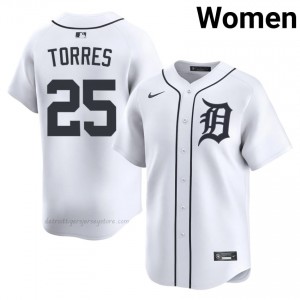 Detroit Tigers Gleyber Torres #25 White Women Baseball Jersey | 2026 Season Game-Day 79385264