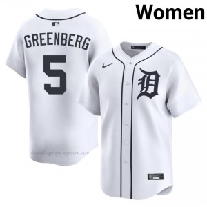 #5 Hank Greenberg Official Women Baseball Jersey | DET White Fan Gear 14656243
