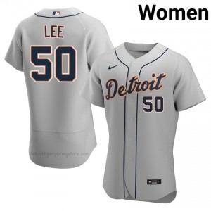 Hao-Yu Lee #50 Detroit Baseball Jersey | Game Women Gray Sewn Edition 79383373