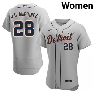 #28 J.D. Martinez Professional Women Baseball Jersey | DET Gray Fan Gear 42049182