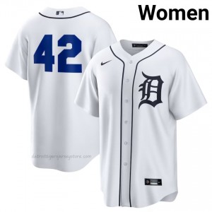 Detroit Tigers Jackie Robinson Day #42 White Women Baseball Jersey | 2026 Season MLB 82266071