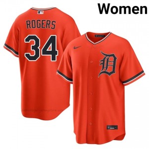 Detroit Tigers Jake Rogers #34 Orange Women Baseball Jersey | 2026 Season Replica 96811303