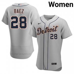 #28 Javier Baez Durable Women Baseball Jersey | DET Gray Fan Gear 23630040