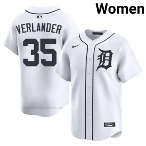 #35 Justin Verlander Pro-Grade Women Baseball Jersey | DET White Fan Gear 90102326