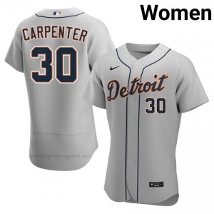 Gray Kerry Carpenter #30 DET Tigers Baseball Sewn Jersey | Premium Women Fit 46924805