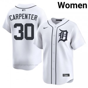 #30 Kerry Carpenter Classic Women Baseball Jersey | DET White Fan Gear 86694332