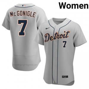 Gray Kevin McGonigle #7 DET Tigers Baseball Sewn Jersey | Pro-Grade Women Fit 93523283
