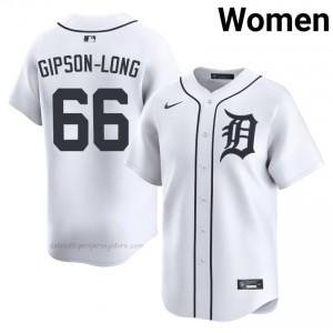White Sawyer Gipson-Long #66 DET Tigers Baseball Embroidery Jersey | Professional Women Fit 99887621