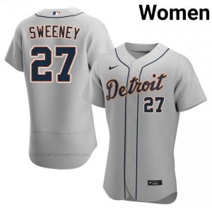 Gray Trey Sweeney #27 DET Tigers Baseball Sewn Jersey | Authentic Women Fit 10735930