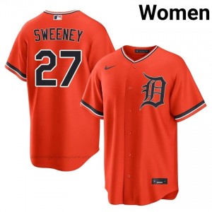 Detroit Tigers Trey Sweeney #27 Orange Women Baseball Jersey | 2026 Season Official 33774476
