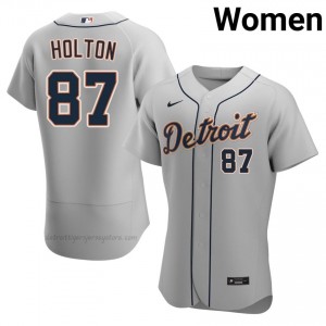 Gray Tyler Holton #87 DET Tigers Baseball Sewn Jersey | Gameday Women Fit 81598564