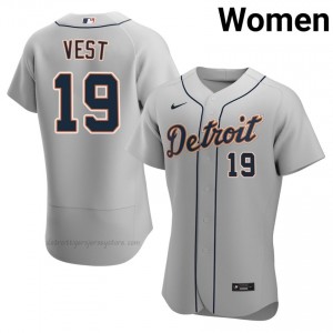 Detroit Tigers Will Vest #19 Gray Women Baseball Jersey | 2026 Season MLB 20424240