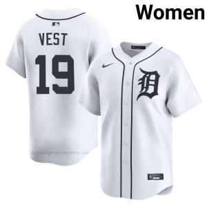 White Will Vest #19 DET Tigers Baseball Embroidery Jersey | Gameday Women Fit 58215382
