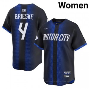 Beau Brieske #4 Detroit City Connect Baseball Jersey | MLB Women Blue Embroidery Edition 41820192