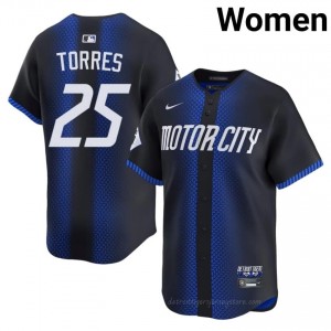Gleyber Torres #25 Detroit City Connect Baseball Jersey | Authentic Women Blue Embroidery Edition 48398011