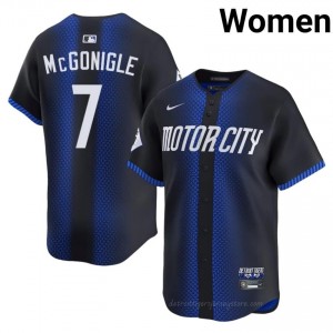 Blue Kevin McGonigle #7 DET Tigers Baseball City Connect Embroidery Jersey | Genuine Women Fit 62483257