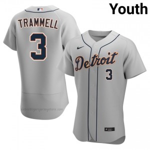 Detroit Tigers Alan Trammell #3 Gray Youth Baseball Jersey | 2026 Season Durable 51234899