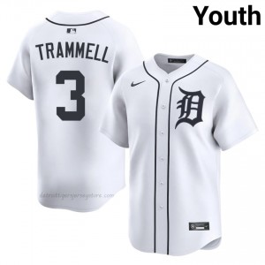 White Alan Trammell #3 DET Tigers Baseball Sewn Jersey | Genuine Youth Fit 58930494