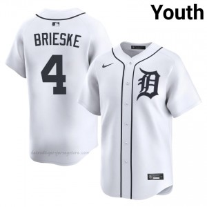White Beau Brieske #4 DET Tigers Baseball Sewn Jersey | Exclusive Youth Fit 45227811