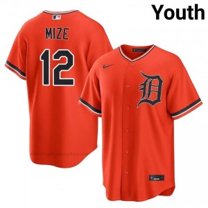 Detroit Tigers Casey Mize #12 Orange Youth Baseball Jersey | 2026 Season Game 79816286