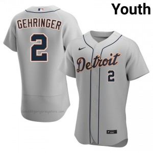 Gray Charlie Gehringer #2 DET Tigers Baseball Stitched Jersey | MLB Youth Fit 41703272