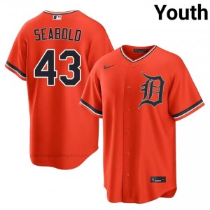 #43 Connor Seabold Limited Youth Baseball Jersey | DET Orange Fan Gear 23427861