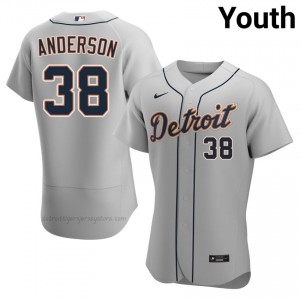 Gray Drew Anderson #38 DET Tigers Baseball Stitched Jersey | Pro-Grade Youth Fit 23255928