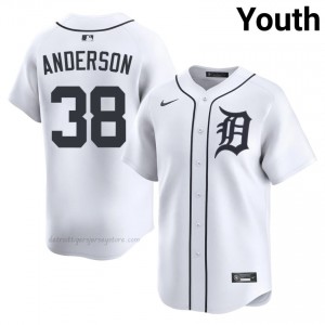 #38 Drew Anderson Premium Youth Baseball Jersey | DET White Fan Gear 36116519