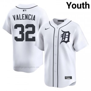 White Eduardo Valencia #32 DET Tigers Baseball Sewn Jersey | Limited Youth Fit 17883041