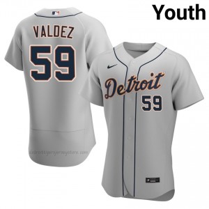 Framber Valdez #59 Detroit Baseball Jersey | Game-Day Youth Gray Stitched Edition 62971501