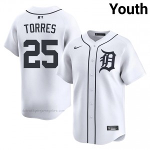 White Gleyber Torres #25 DET Tigers Baseball Sewn Jersey | Replica Youth Fit 64739384