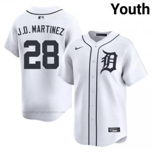 Detroit Tigers J.D. Martinez #28 White Youth Baseball Jersey | 2026 Season Replica 59130440