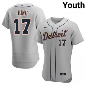 #17 Jace Jung Professional Youth Baseball Jersey | DET Gray Fan Gear 53434318
